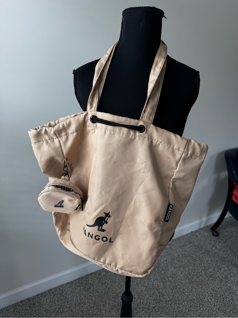 Kangol Neutral Beige Tote with Attached Mini Pouch